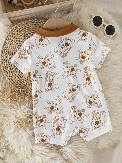 SCOOBY-DOO X Baby Boy Cartoon Print Short Sleeve Polo Collar Romper