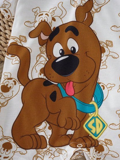 SCOOBY-DOO X Baby Boy Cartoon Print Short Sleeve Polo Collar Romper