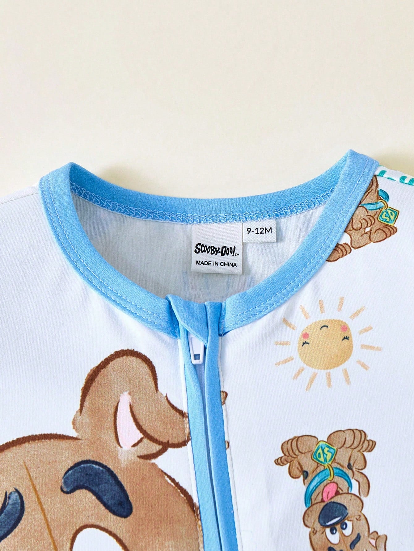 SCOOBY-DOO X Baby Boy Cute Cartoon Blue And White Casual Short Sleeve Jumpsuit Pajama