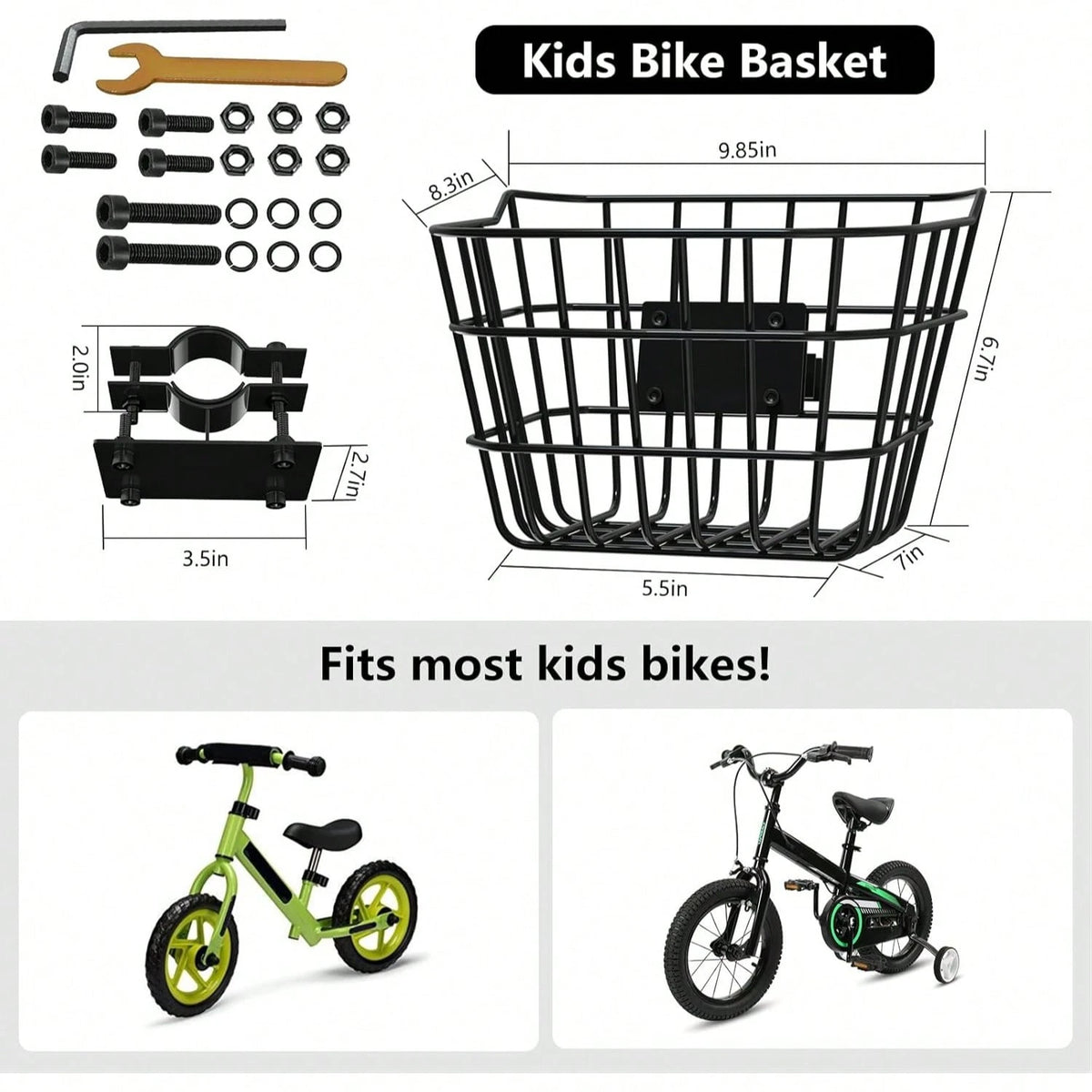 Secure Front Bike Basket For Scooters- Metal Bicycle Basket With Sturdy Wire Design, Non-Sagging Bracket, Rust-Resistant Zinc Alloy, Easy Installation Kit Included