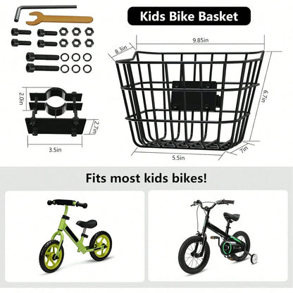 Secure Front Bike Basket For Scooters- Metal Bicycle Basket With Sturdy Wire Design, Non-Sagging Bracket, Rust-Resistant Zinc Alloy, Easy Installation Kit Included