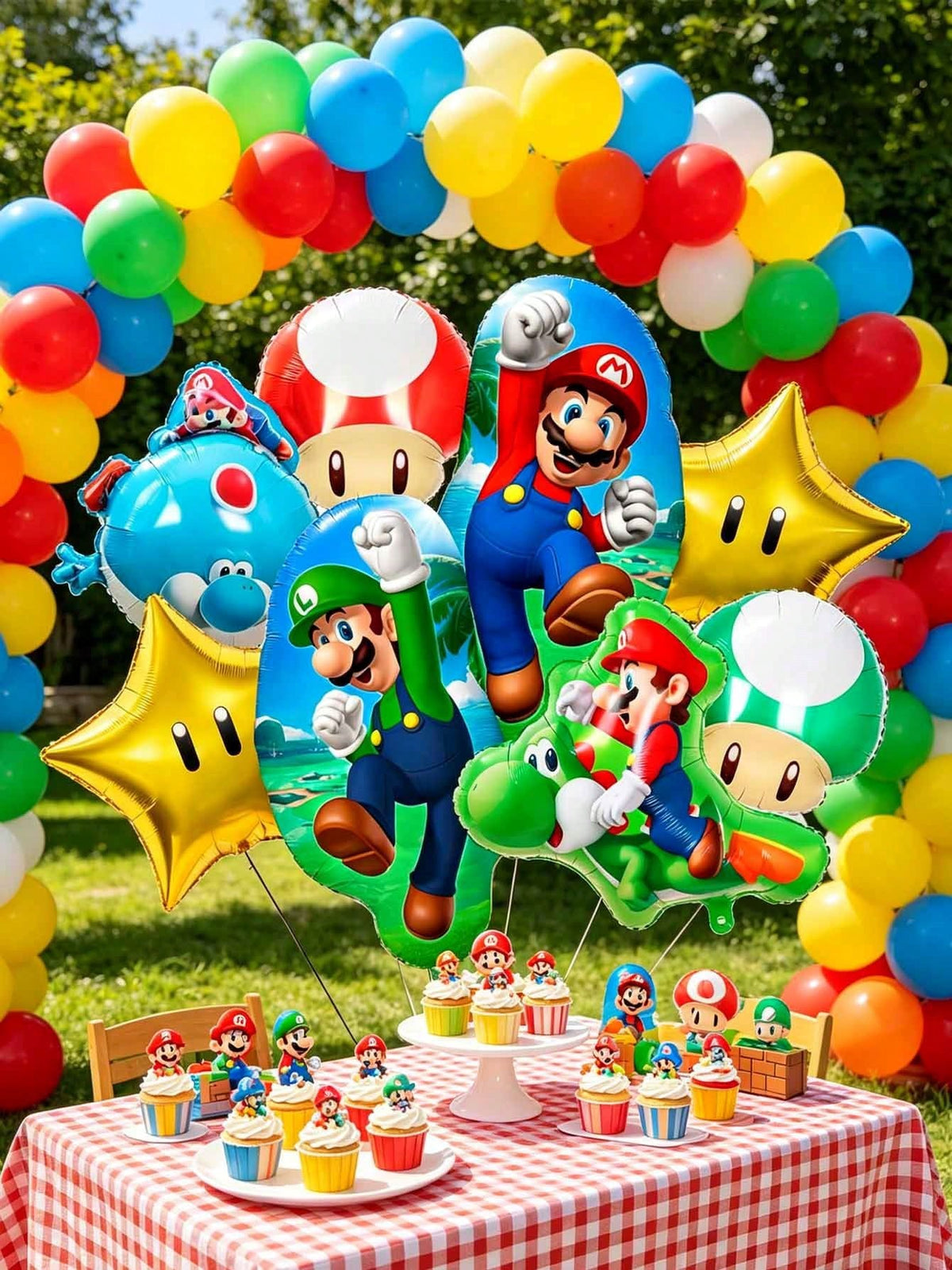 Sega Themed Foil Balloon Set, Character Shaped Aluminum Mylar Balloons Kit, 4 Styles Optional For Birthday Party Decor, Photo Backdrop Prop, Easy Inflate & Reusable Party Supplies