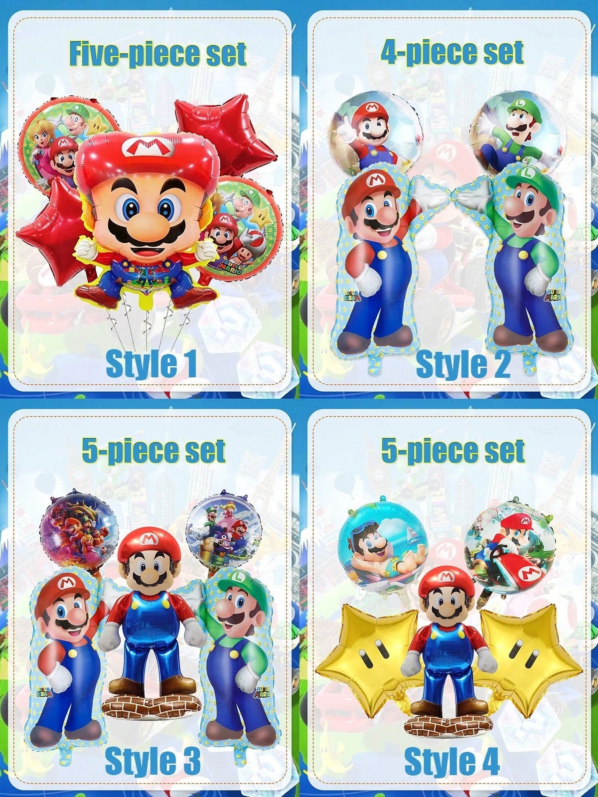 Sega Themed Foil Balloon Set, Character Shaped Aluminum Mylar Balloons Kit, 4 Styles Optional For Birthday Party Decor, Photo Backdrop Prop, Easy Inflate & Reusable Party Supplies