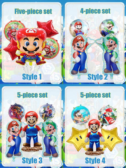 Sega Themed Foil Balloon Set, Character Shaped Aluminum Mylar Balloons Kit, 4 Styles Optional For Birthday Party Decor, Photo Backdrop Prop, Easy Inflate & Reusable Party Supplies