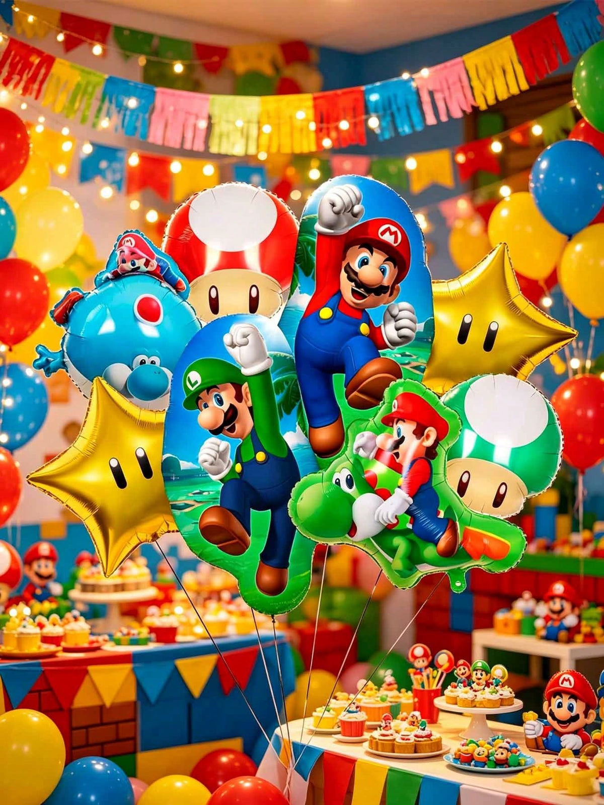 Sega Themed Foil Balloon Set, Character Shaped Aluminum Mylar Balloons Kit, 4 Styles Optional For Birthday Party Decor, Photo Backdrop Prop, Easy Inflate & Reusable Party Supplies