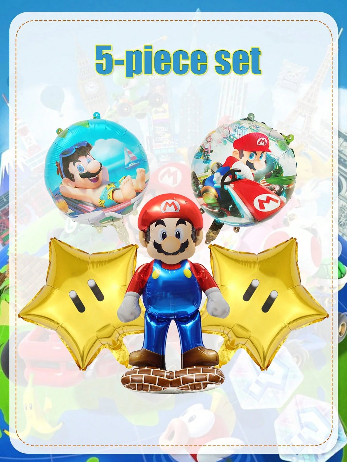 Sega Themed Foil Balloon Set, Character Shaped Aluminum Mylar Balloons Kit, 4 Styles Optional For Birthday Party Decor, Photo Backdrop Prop, Easy Inflate & Reusable Party Supplies