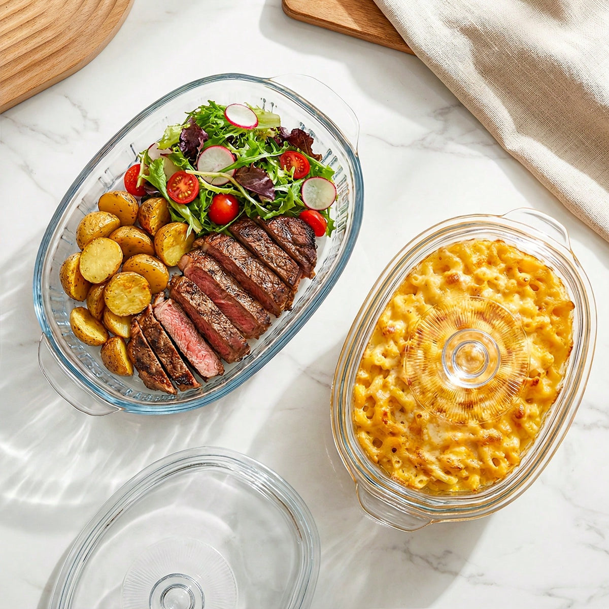 Senmeo Multi-Functional Glass Casserole Dish With Lid, High Borosilicate Glass, Oven & Microwave, Ideal For Baking, Prepping & Serving