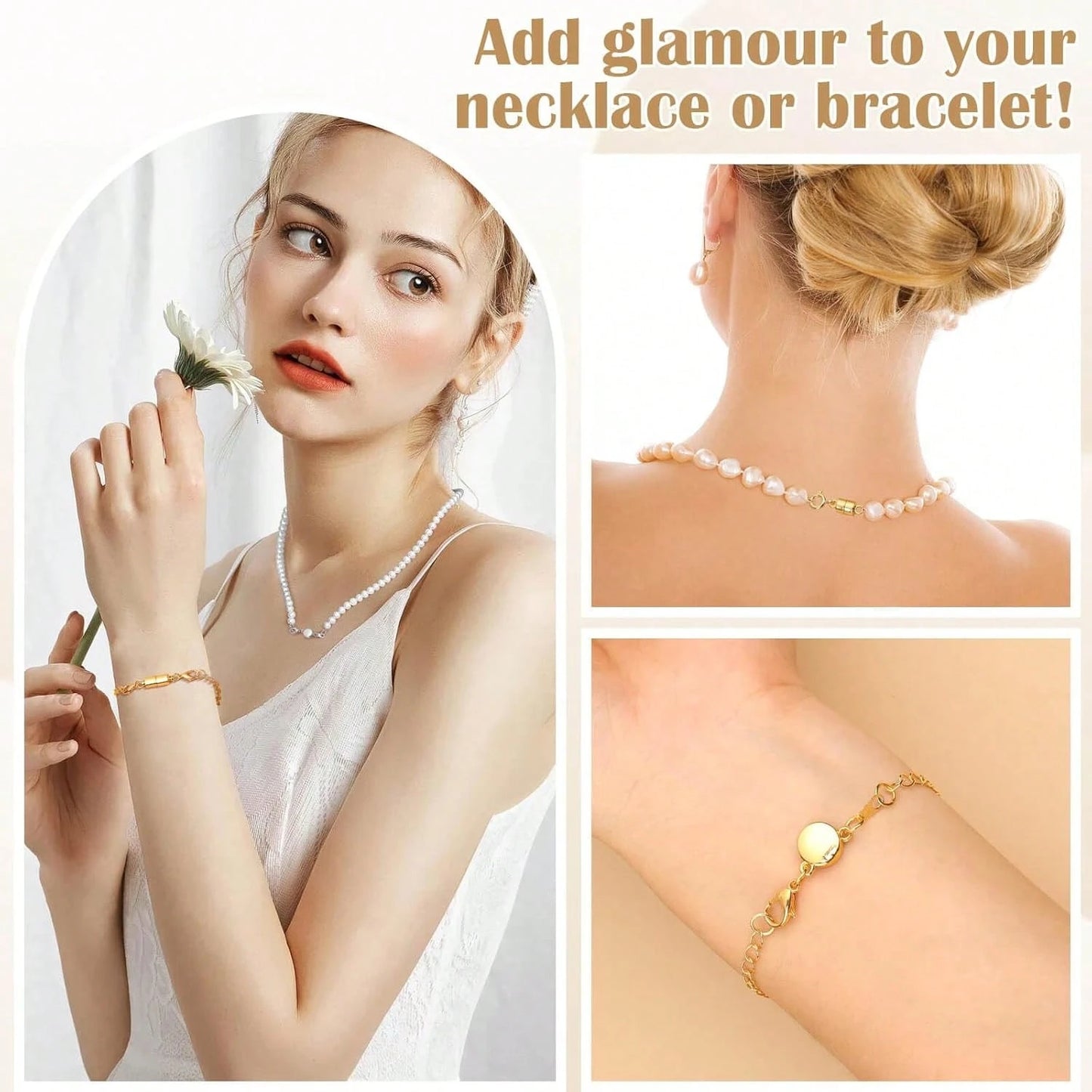 Set Of 24 Magnetic Necklace Fasteners In 3 Designs, Including Round, Cylindrical, And Tubular Styles.These Magnetic Clasps Serve As Connectors And Locking Mechanisms For Bracelet Extensions, Suitable
