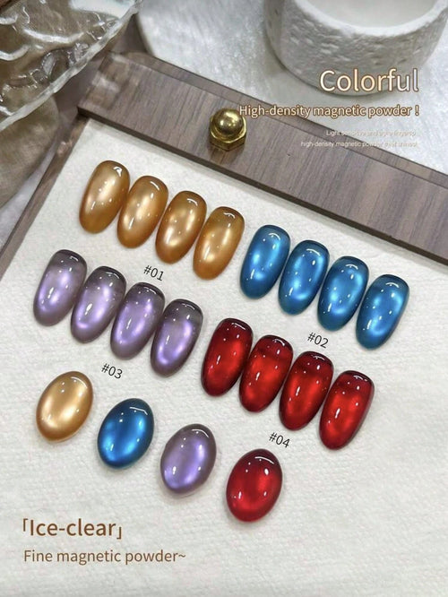 SHANGFEIYA 10ml 4 Colors Glitter Cat Eye Gel Nail Polish Set, Glossy Magnetic Cat Eye Nail Art For Salon And Home DIY Manicure 1pc/4pcs