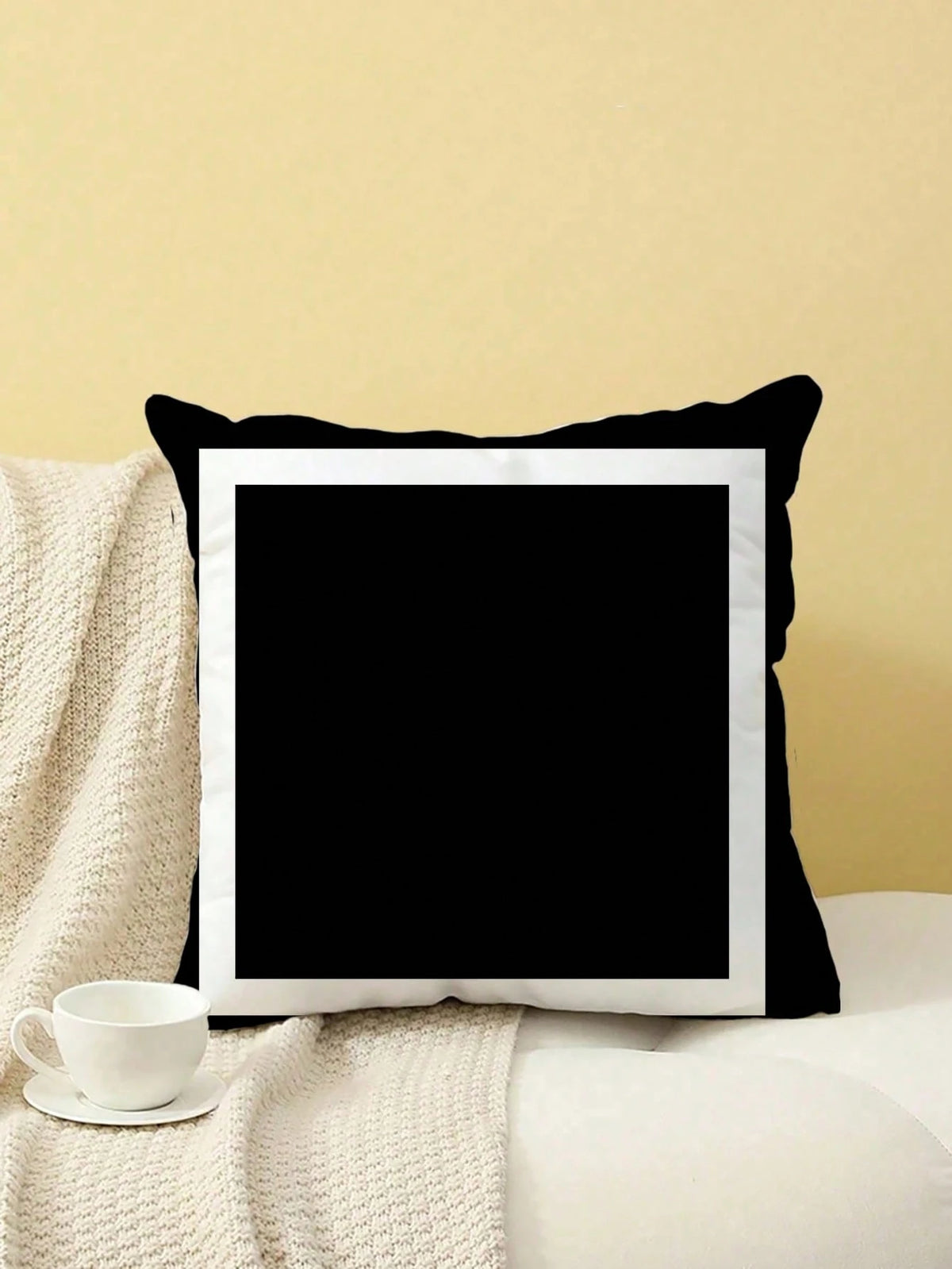 shangxia 2pcs Nordic Black & White Geometric Pattern Pillow Covers- Double-Sided Velvet, Zipper Closure, Machine Washable, 45x45cm, Suitable For Living Room, Sofa, Headboard, Car Etc., Minimalist Dec