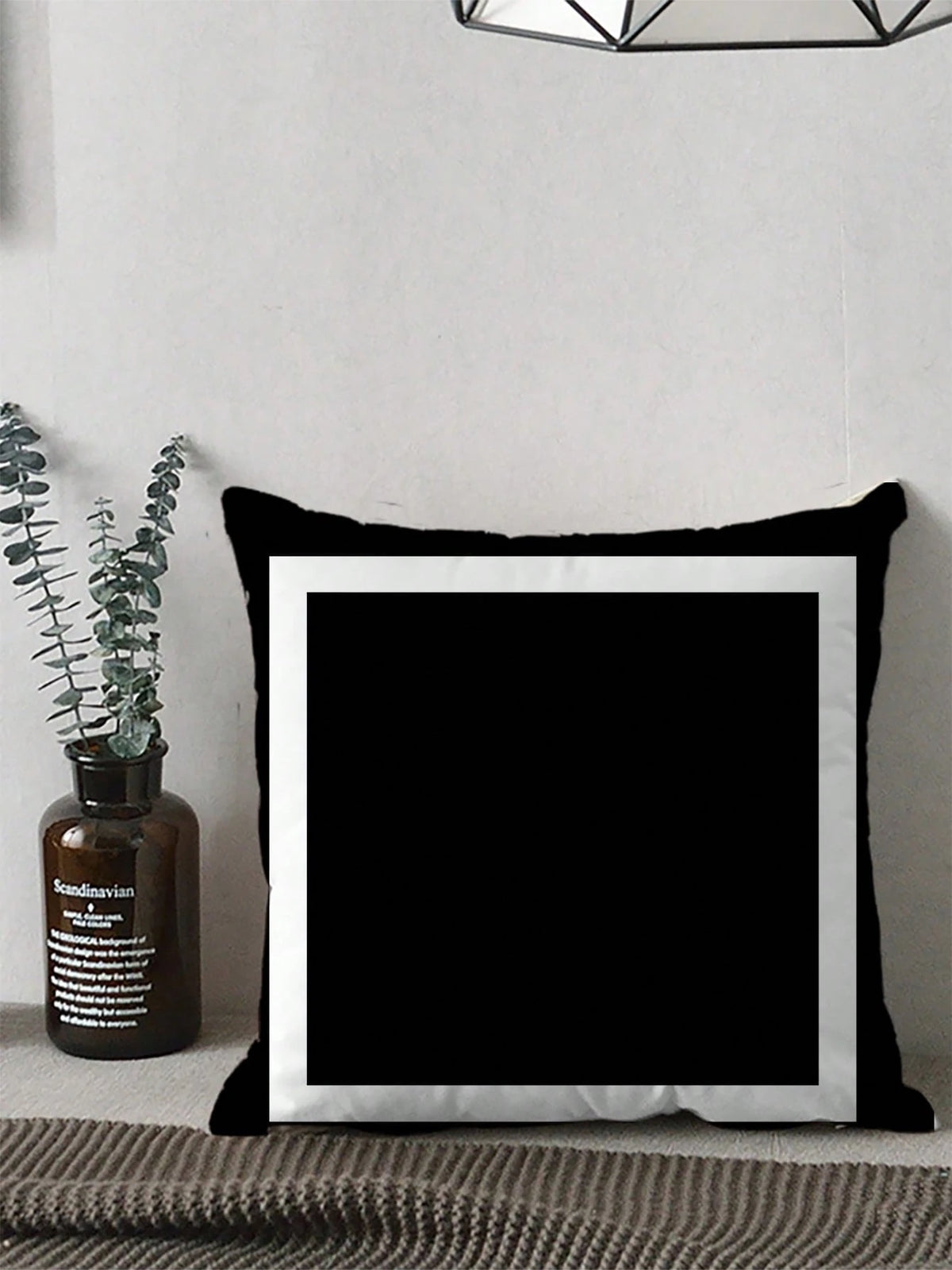 shangxia 2pcs Nordic Black & White Geometric Pattern Pillow Covers- Double-Sided Velvet, Zipper Closure, Machine Washable, 45x45cm, Suitable For Living Room, Sofa, Headboard, Car Etc., Minimalist Dec