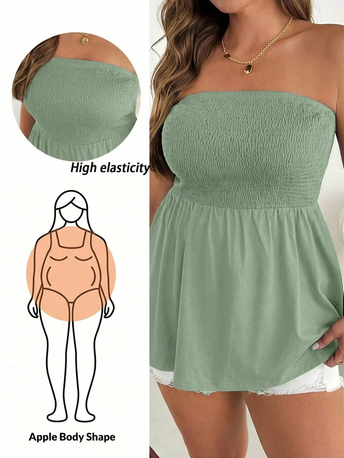 Shapeblank Plus-Size Black Top For Women, Summer Strapless Sleeveless Off-The-Shoulder Tops Clothes Crop Vacation Sexy