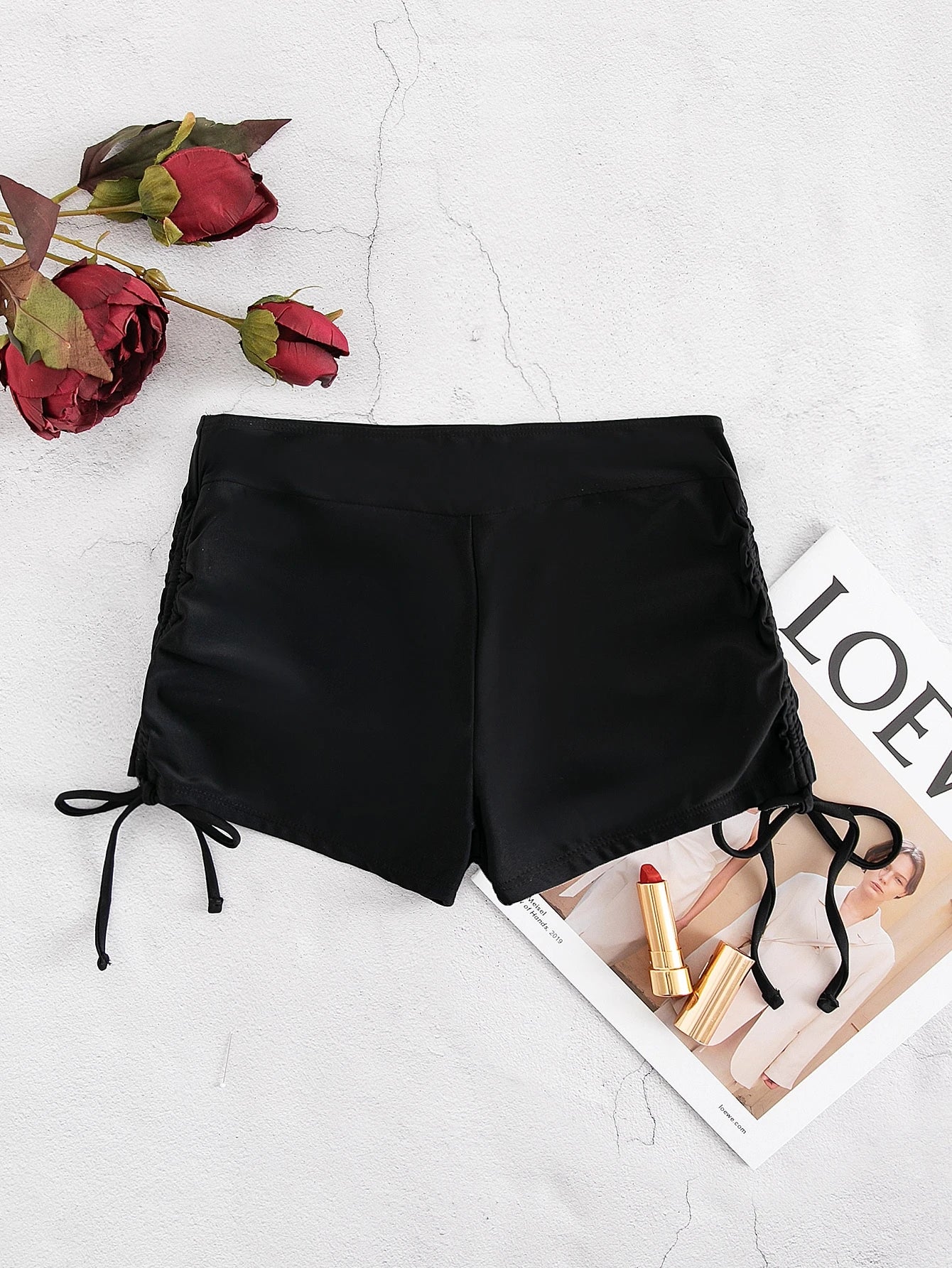SHEIN Swim Summer Beach Drawstring Side Bikini Shorts