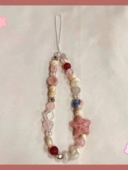 Shell Star Mobile Phone Chain New Mobile Phone Lanyard Ccd Camera Lanyard Female Wrist Pendant Creative High-End Handmade Beads Anti-Fall Chain Net Celebrity Lanyard Personalized Ins Style Pendant Gif