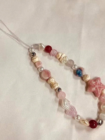 Shell Star Mobile Phone Chain New Mobile Phone Lanyard Ccd Camera Lanyard Female Wrist Pendant Creative High-End Handmade Beads Anti-Fall Chain Net Celebrity Lanyard Personalized Ins Style Pendant Gif