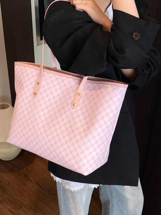 SHIMEINI 1pc 2026 New European & American Vintage Patchwork Color Large Capacity Tote Bag, Travel Bag, Shopping Bag, Suitable For Women's Daily Use, Back To School Student Backpack, Vacation Travel, H