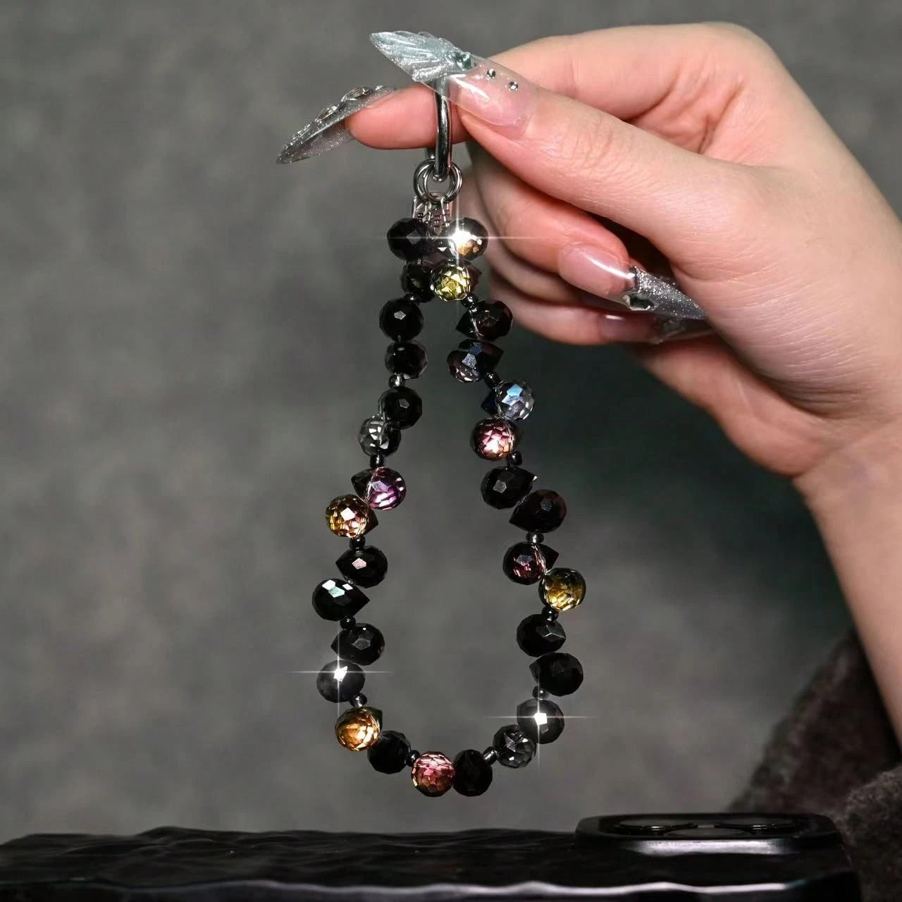 Shiny Crystal Rainbow Phone Lanyard Pendant- Y2K Aesthetic Anti-Lost Wrist Strap Suitable For Phone Case Decoration