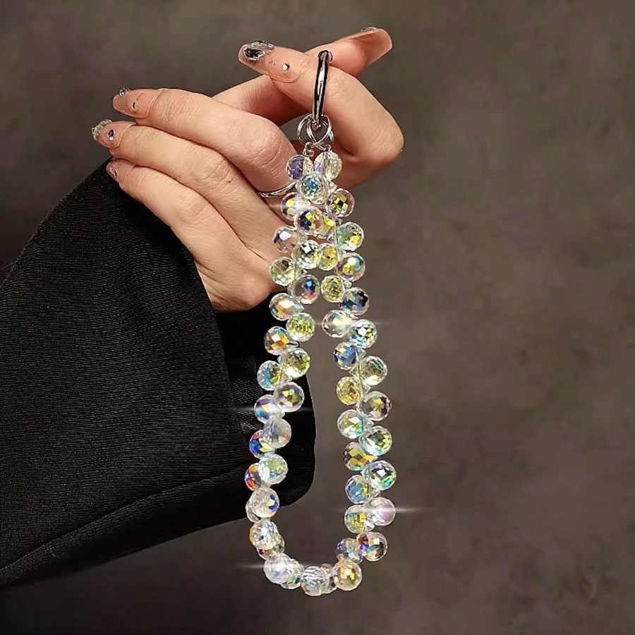 Shiny Crystal Rainbow Phone Lanyard Pendant- Y2K Aesthetic Anti-Lost Wrist Strap Suitable For Phone Case Decoration