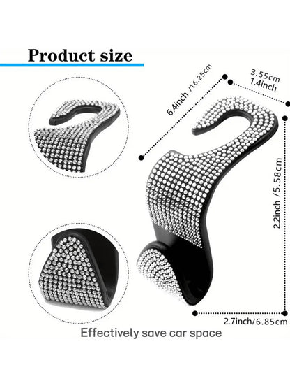 Shiny Rhinestone Car Back Seat Headrest Hook And Car Wallet Holder