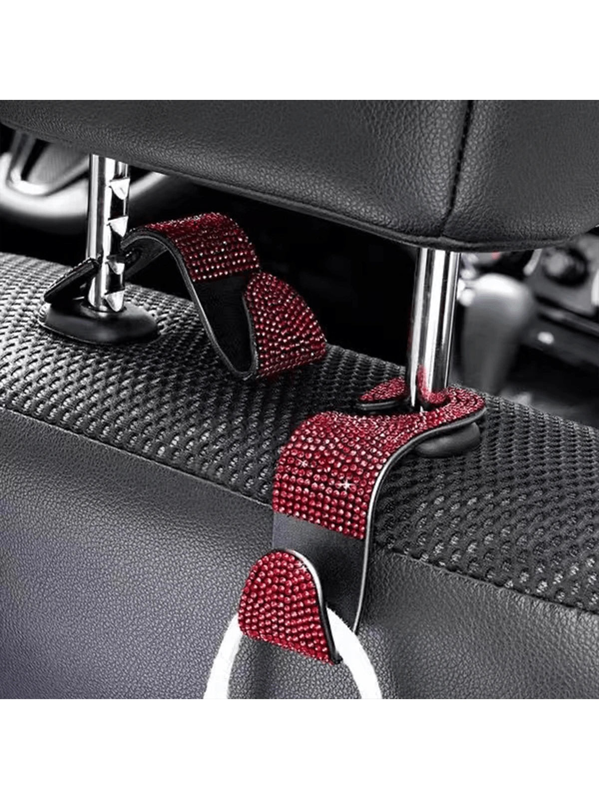 Shiny Rhinestone Car Back Seat Headrest Hook And Car Wallet Holder