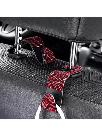 Shiny Rhinestone Car Back Seat Headrest Hook And Car Wallet Holder