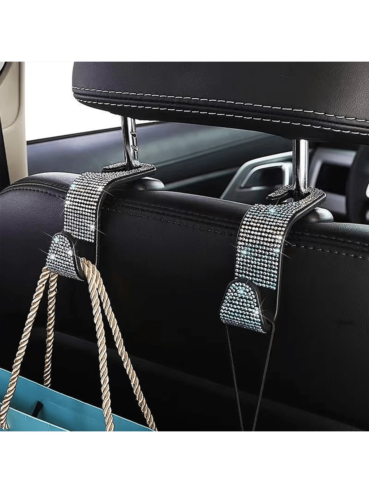 Shiny Rhinestone Car Back Seat Headrest Hook And Car Wallet Holder