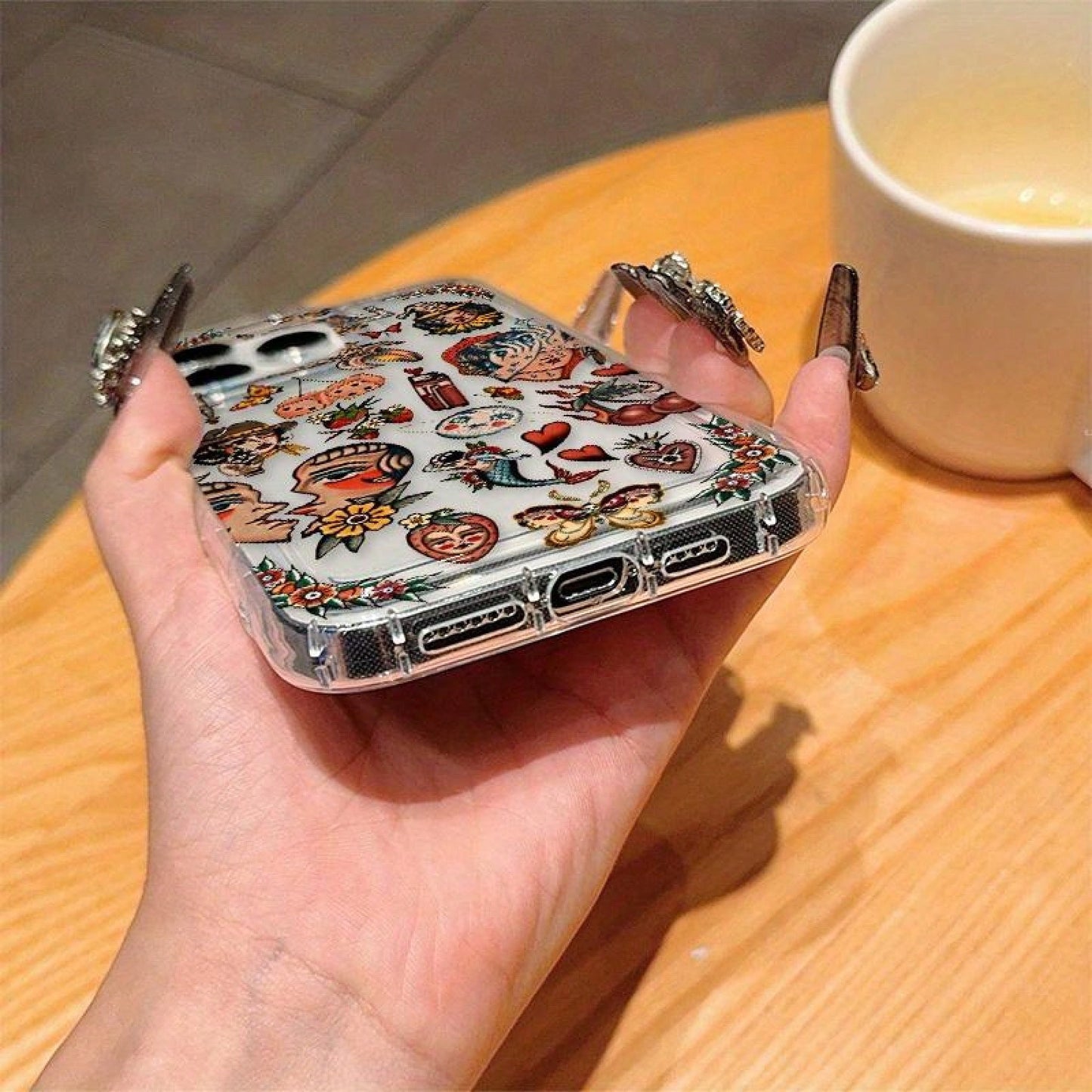[Shockproof Protective] Shockproof Protective Case| For Apple 6, 7, 8, X, Xs, Xr, Xs Max And 11 To 16 Pro Max Models| With Transparent Vintage Collage Design And Full Coverage