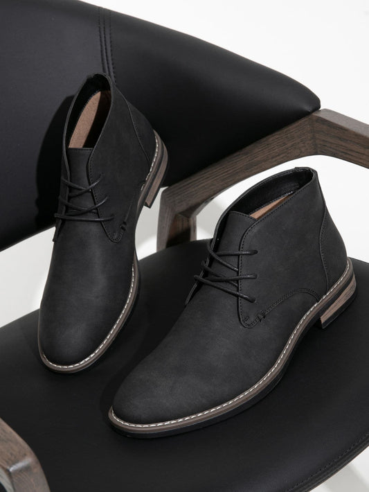 SHOESMALL Men's Elegant Chelsea Chukka Boots Classic Dress Boots Lace Up Desert Ankle Boots Casual Vintage Fashion Black Boots Seasonal Boots Drop