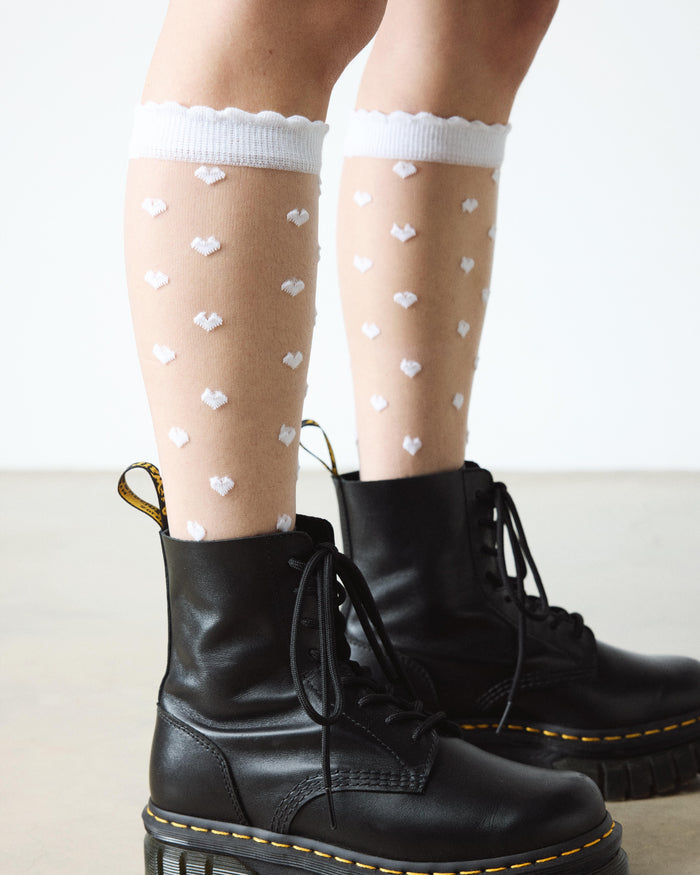 Short Heart Mesh Organic Cotton Blend Socks