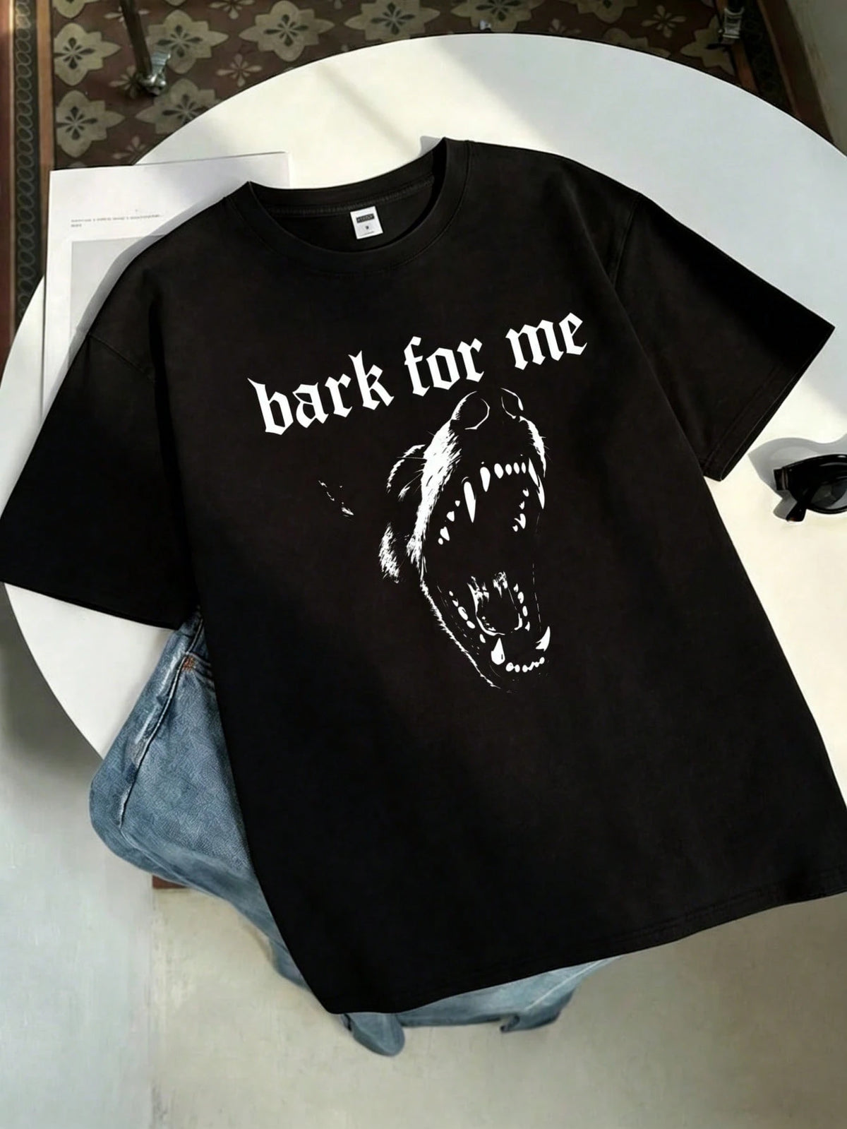Short-Sleeve T-Shirt Bark For Me Wolf Print 100% Cotton, Comfortable Retro Fashion Versatile Y2K Women's Clothing Suitable For Daily Wear, Gift