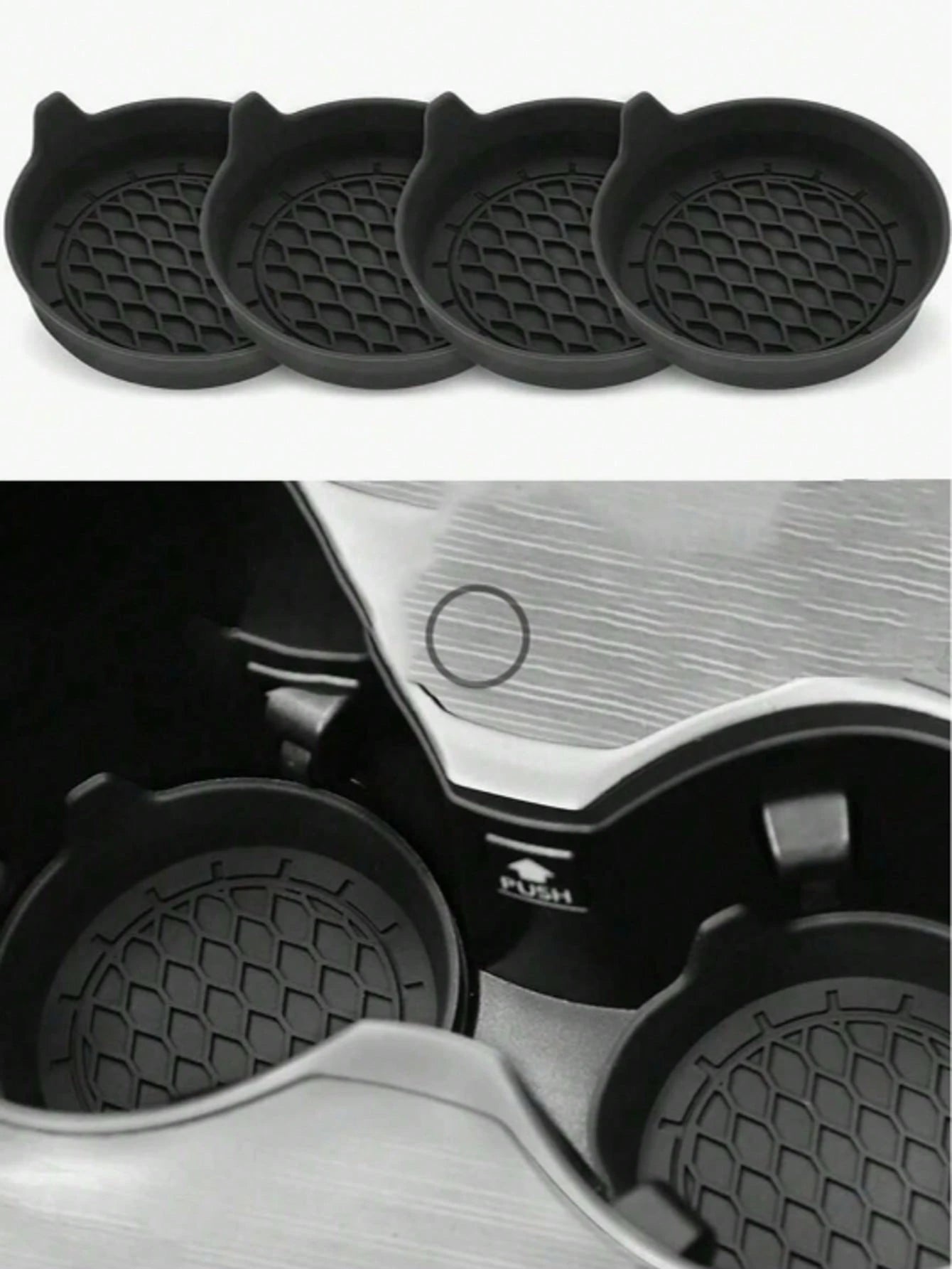 Silicone Car Cup Holder Coaster, Anti-Slip Design, Rhinestone Crystal Inlaid, Car Water Bottle Base, Car Water Bottle Anti-Slip Pad, Water Bottle Base, Car Interior Anti-Slip Pad, Car Interior Accesso