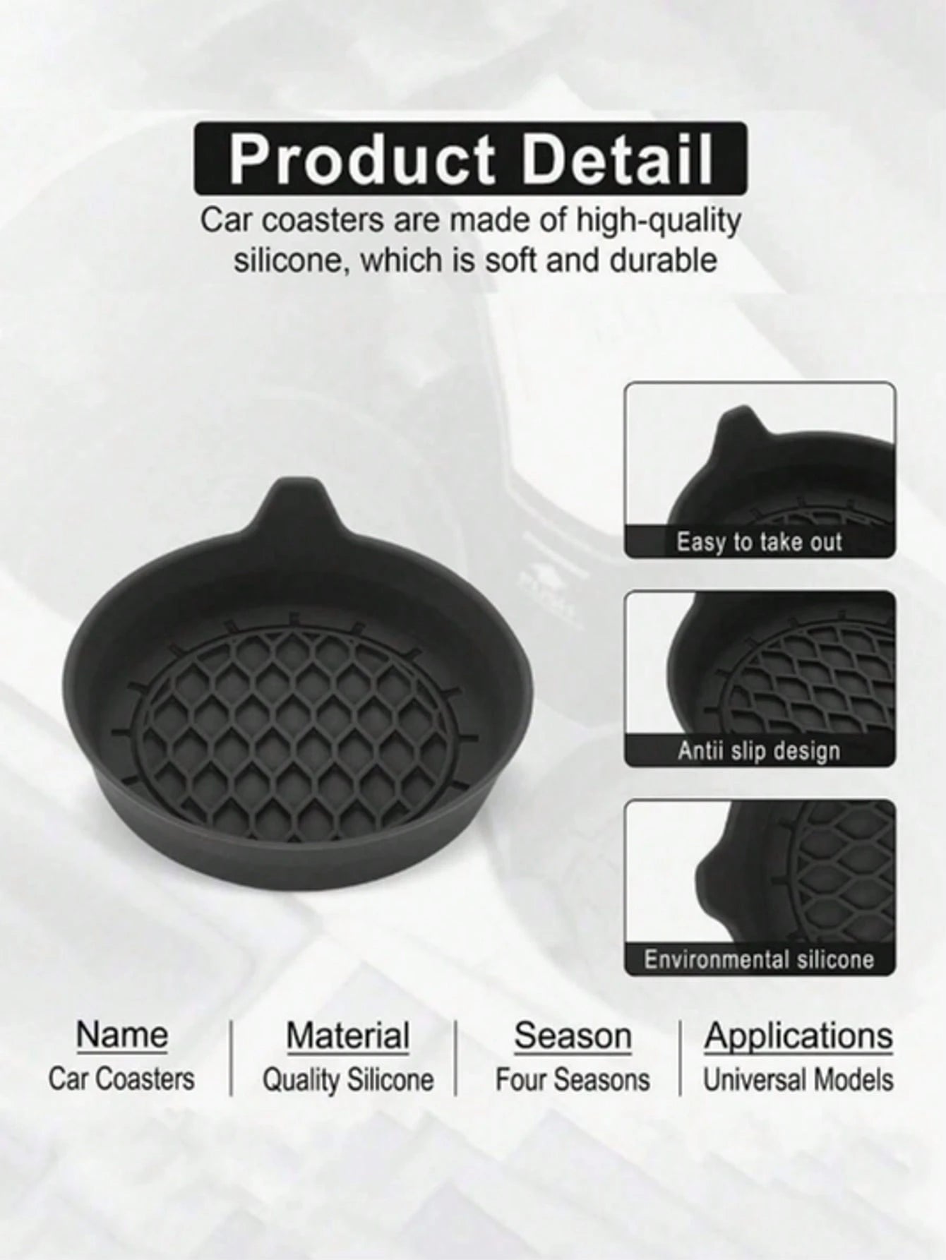 Silicone Car Cup Holder Coaster, Anti-Slip Design, Rhinestone Crystal Inlaid, Car Water Bottle Base, Car Water Bottle Anti-Slip Pad, Water Bottle Base, Car Interior Anti-Slip Pad, Car Interior Accesso