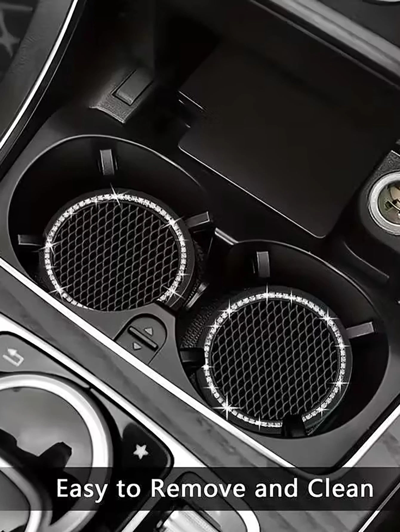 Silicone Car Cup Holder Coaster, Anti-Slip Design, Rhinestone Crystal Inlaid, Car Water Bottle Base, Car Water Bottle Anti-Slip Pad, Water Bottle Base, Car Interior Anti-Slip Pad, Car Interior Accesso