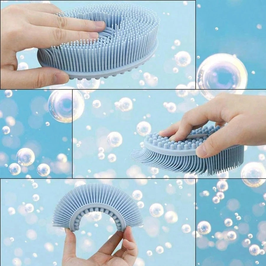 Silicone Cleaning Brush, Suitable For Shower, Silicone Shampoo And Body Wash Brush, Double-Sided Friction Bath Brush, Massage Bath Brush, Bathroom Cleaning Tool