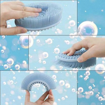 Silicone Cleaning Brush, Suitable For Shower, Silicone Shampoo And Body Wash Brush, Double-Sided Friction Bath Brush, Massage Bath Brush, Bathroom Cleaning Tool