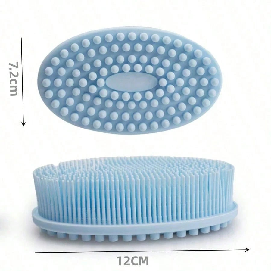 Silicone Cleaning Brush, Suitable For Shower, Silicone Shampoo And Body Wash Brush, Double-Sided Friction Bath Brush, Massage Bath Brush, Bathroom Cleaning Tool