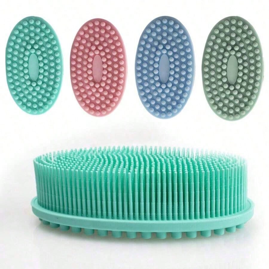 Silicone Cleaning Brush, Suitable For Shower, Silicone Shampoo And Body Wash Brush, Double-Sided Friction Bath Brush, Massage Bath Brush, Bathroom Cleaning Tool
