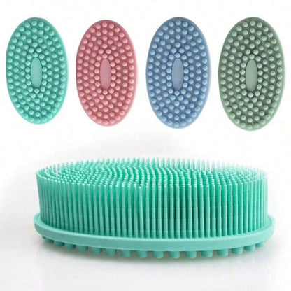 Silicone Cleaning Brush, Suitable For Shower, Silicone Shampoo And Body Wash Brush, Double-Sided Friction Bath Brush, Massage Bath Brush, Bathroom Cleaning Tool