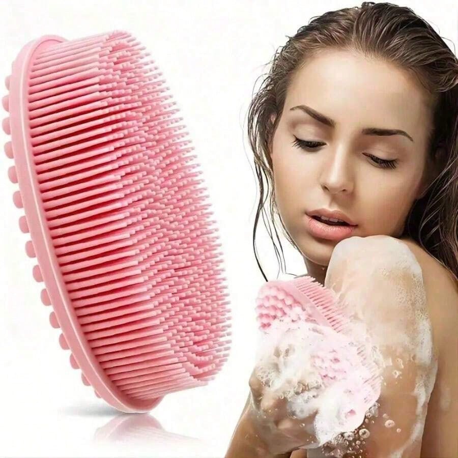 Silicone Cleaning Brush, Suitable For Shower, Silicone Shampoo And Body Wash Brush, Double-Sided Friction Bath Brush, Massage Bath Brush, Bathroom Cleaning Tool