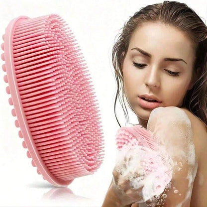 Silicone Cleaning Brush, Suitable For Shower, Silicone Shampoo And Body Wash Brush, Double-Sided Friction Bath Brush, Massage Bath Brush, Bathroom Cleaning Tool