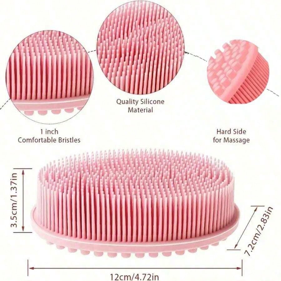 Silicone Cleaning Brush, Suitable For Shower, Silicone Shampoo And Body Wash Brush, Double-Sided Friction Bath Brush, Massage Bath Brush, Bathroom Cleaning Tool