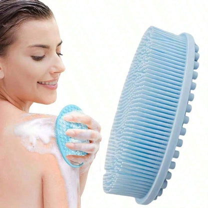 Silicone Cleaning Brush, Suitable For Shower, Silicone Shampoo And Body Wash Brush, Double-Sided Friction Bath Brush, Massage Bath Brush, Bathroom Cleaning Tool