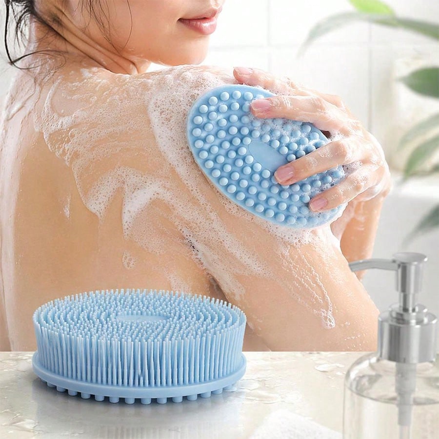 Silicone Cleaning Brush, Suitable For Shower, Silicone Shampoo And Body Wash Brush, Double-Sided Friction Bath Brush, Massage Bath Brush, Bathroom Cleaning Tool