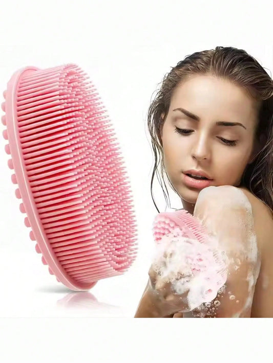 Silicone Shampoo Shower Brush, Double-Sided Massage Bath Brush, Silicone Body Scrubber For Shower, Body Exfoliating Brush, Premium Silicone Loofah, Head Brush, For Cleaning Dirt And Stains, Soft Home