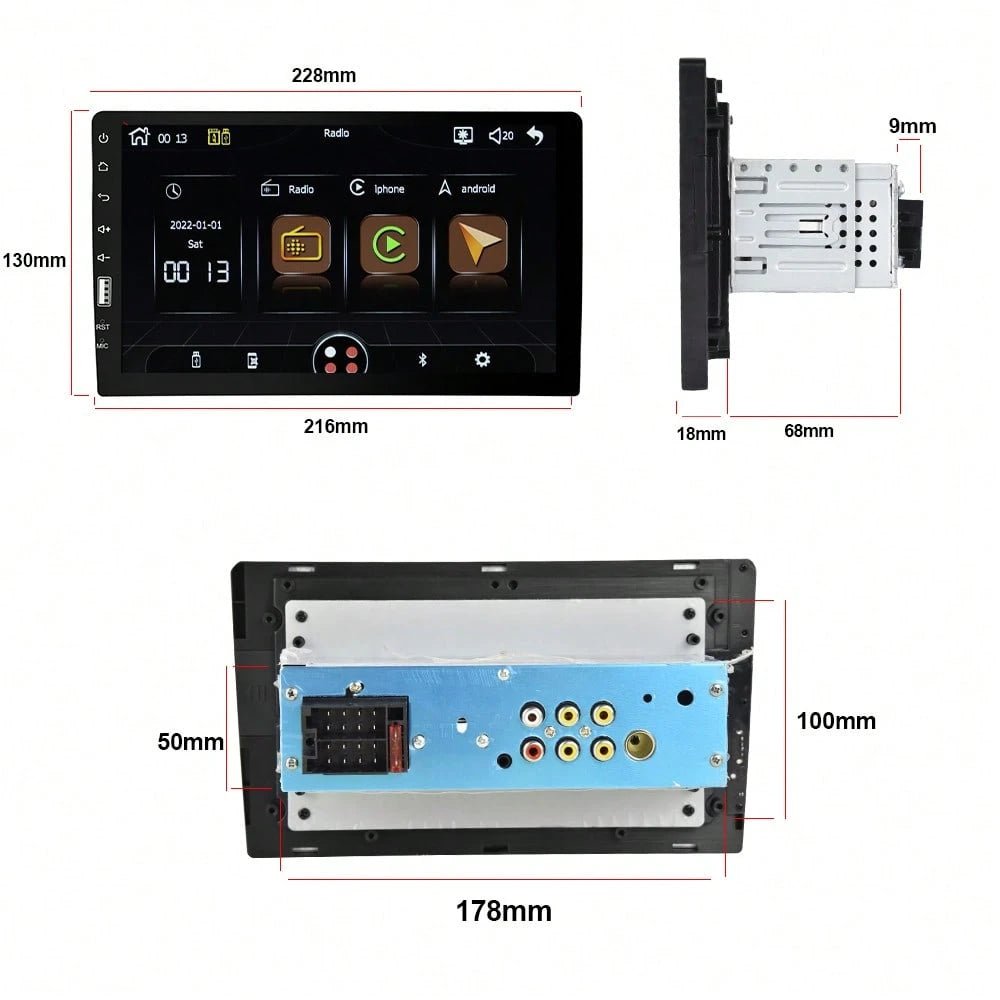Single Din Car Stereo With Carplay Android Auto,9inch 1024x600 HD IPS Touchscreen Bluetooth FM/AM Radio Mirror Link SWC,Car Audio Receivers,HD Backup Camera/External Mic/USB