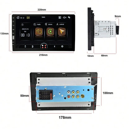 Single Din Car Stereo With Carplay Android Auto,9inch 1024x600 HD IPS Touchscreen Bluetooth FM/AM Radio Mirror Link SWC,Car Audio Receivers,HD Backup Camera/External Mic/USB