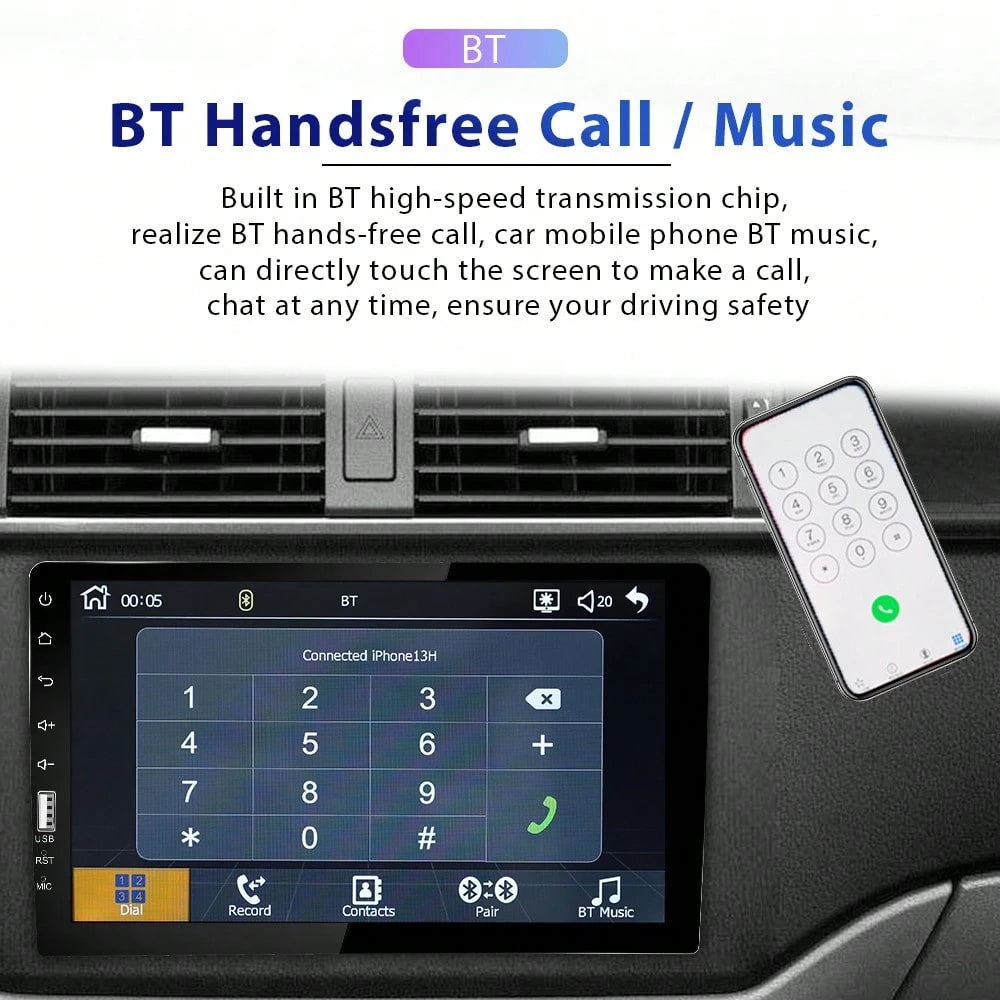 Single Din Car Stereo With Carplay Android Auto,9inch 1024x600 HD IPS Touchscreen Bluetooth FM/AM Radio Mirror Link SWC,Car Audio Receivers,HD Backup Camera/External Mic/USB