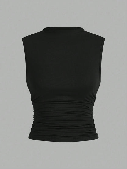 Siren Gaze 3pcs Pleated Sleeveless Blouse Tops Summer Casual