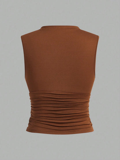 Siren Gaze 3pcs Pleated Sleeveless Blouse Tops Summer Casual