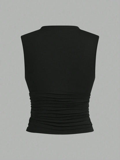 Siren Gaze 3pcs Pleated Sleeveless Blouse Tops Summer Casual